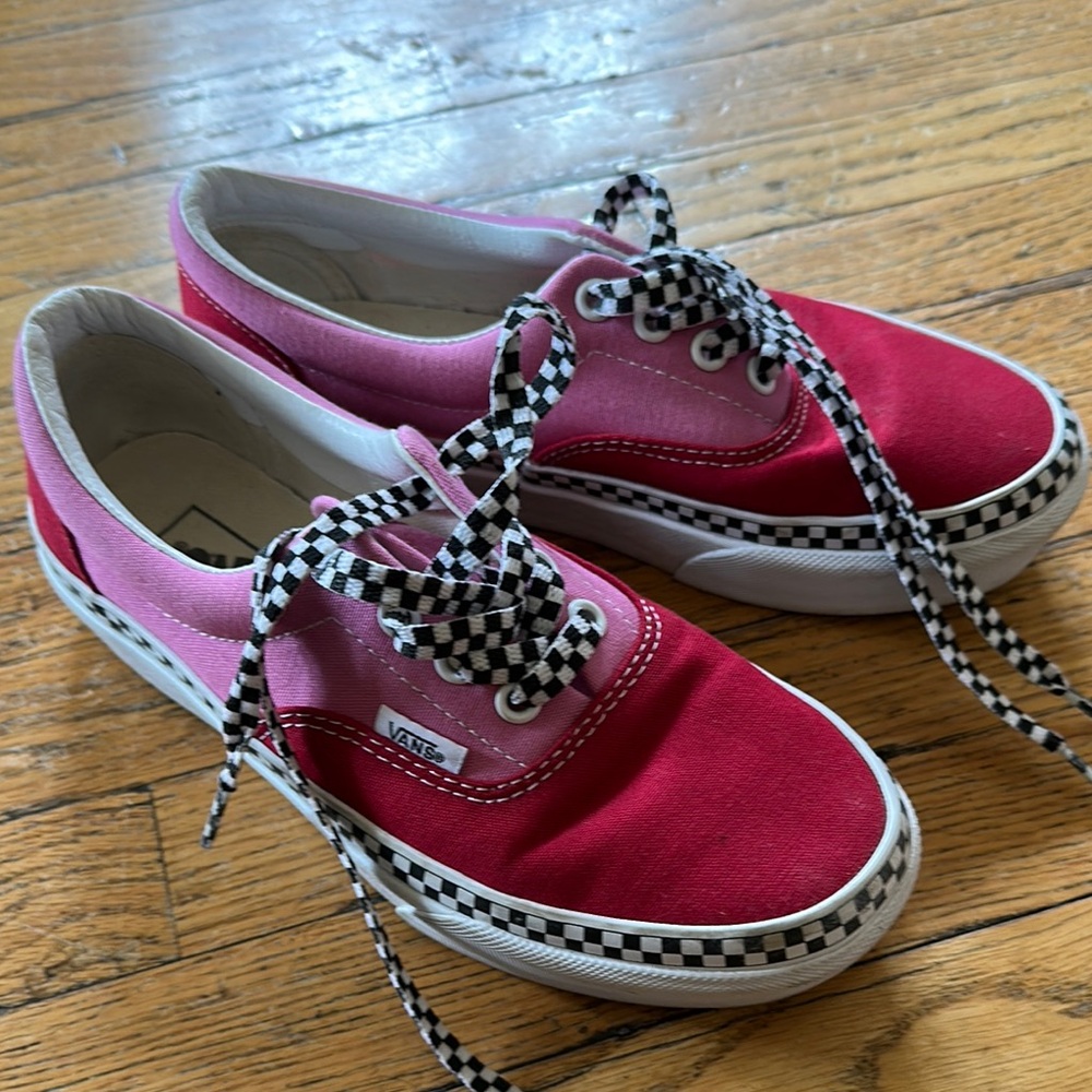 Vans Two-Tone Red and Pink Sneakers